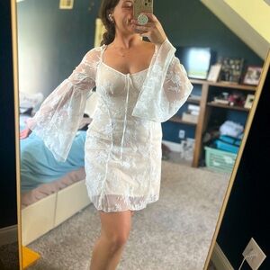 White 70s Hippie Style Dress